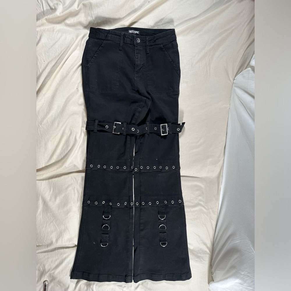 Tripp NYC Y2K Gothic Buckles Low Rise Flare Baggy Skater Pants Size 5 Grunge